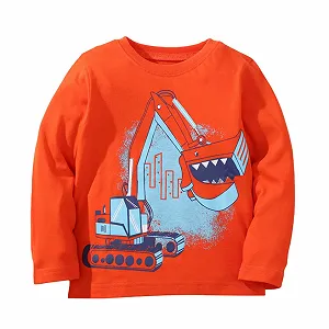 Сорочка з довгими рукавами Generisch для хлопчиків з мультяшним екскаватором - Фото 1