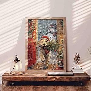 Пазл Dog with Christmas Hat Cute Snowman Winter Scene 1000 деталей 50 x 70 см цена на synthetic.ua - Фото 1 Пазл Dog with Christmas Hat Cute Snowman Winter Scene 1000 деталей 50 x 70 см synthetic.ua - Фото 1