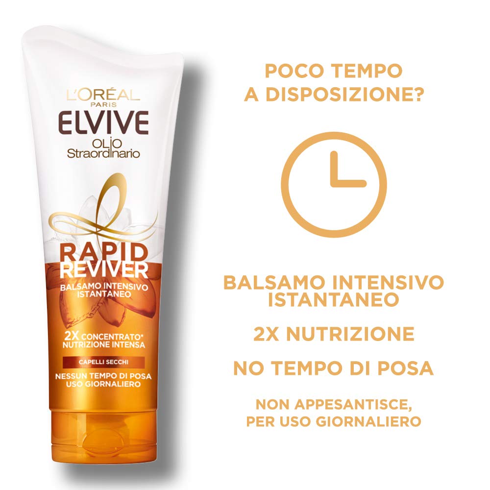 Кондиціонер L'Oréal Paris Elvive Rapid Reviver інтенсивний виняткова олія збагачений амінокислотою і маслом жожоба для сухого волосся (упаковка з 3), фото №4