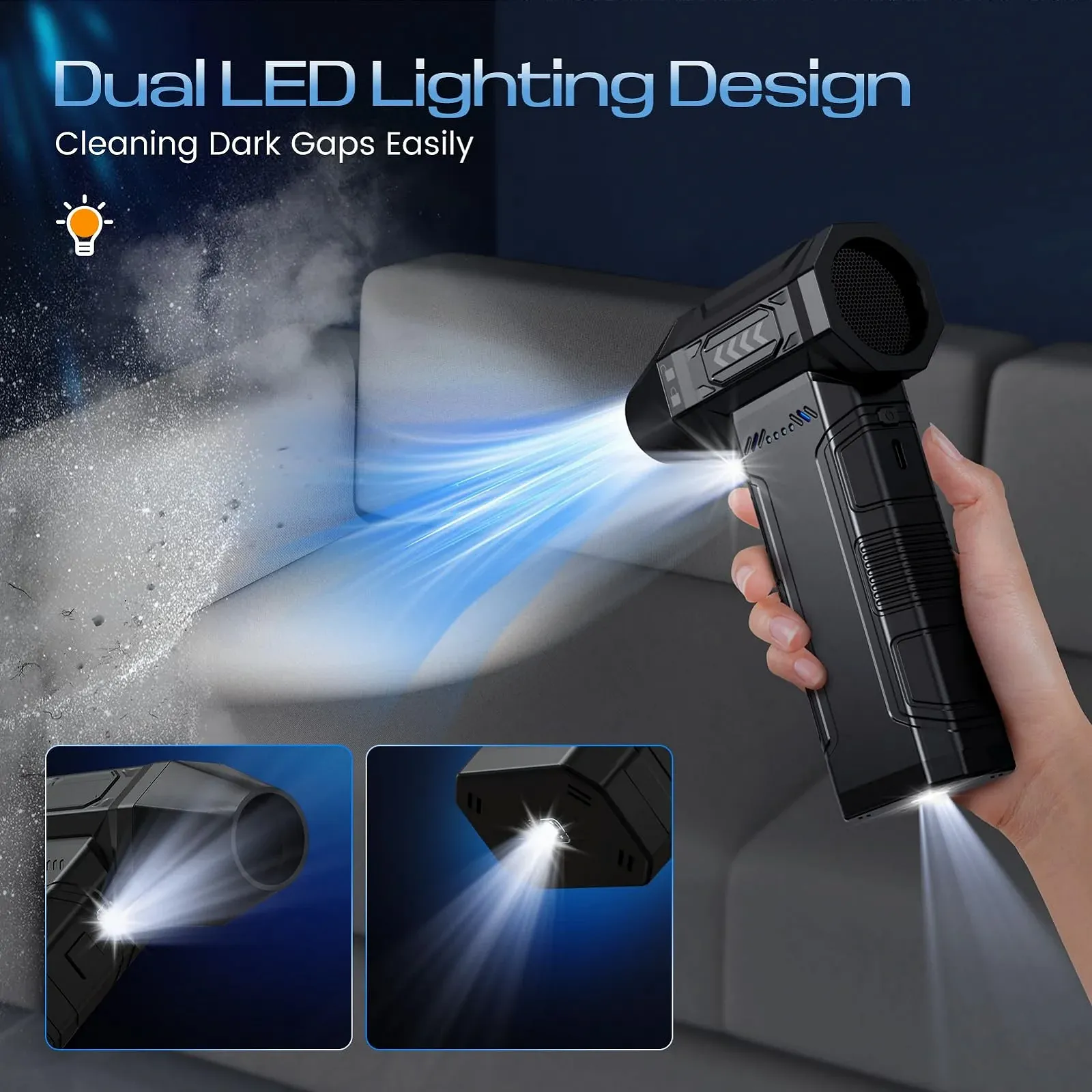 Электрическая воздуходувка CCmall T0300 4 скорости 180,000 RPM 10,000 mAh Dark Black, фото №3 Электрическая воздуходувка CCmall T0300 4 скорости 180,000 RPM 10,000 mAh Dark Black, фото №3