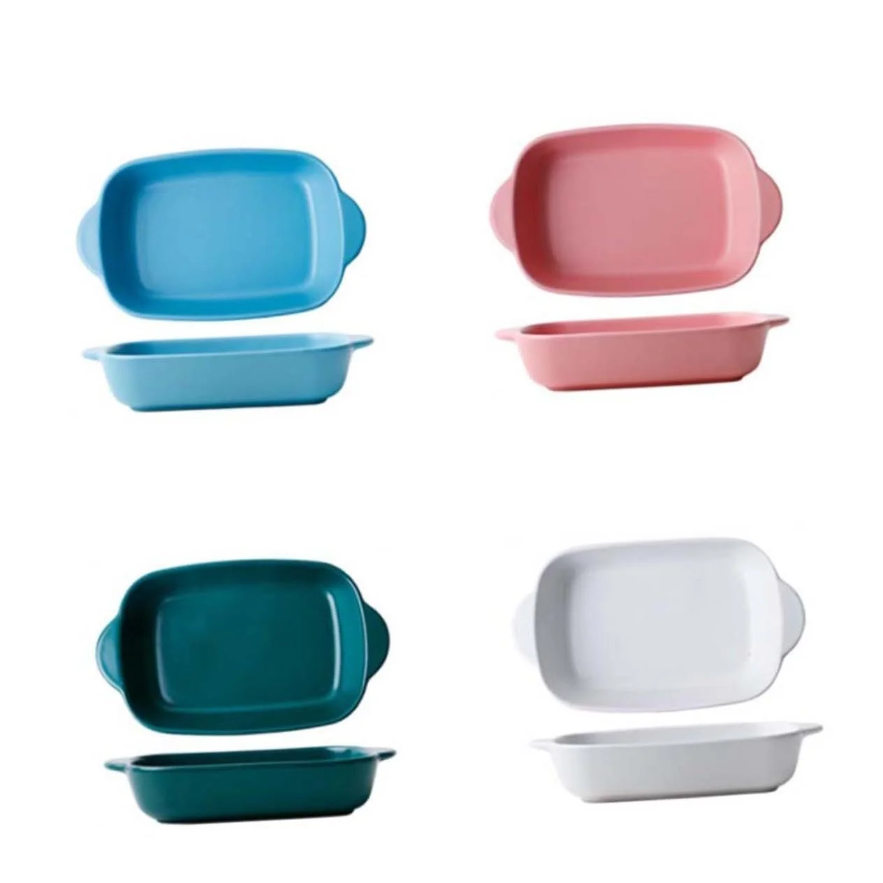 Форма для випічки GALPADA керамічна термостійка з ручками для мікрохвильової печі та духовки Рожева, фото №7