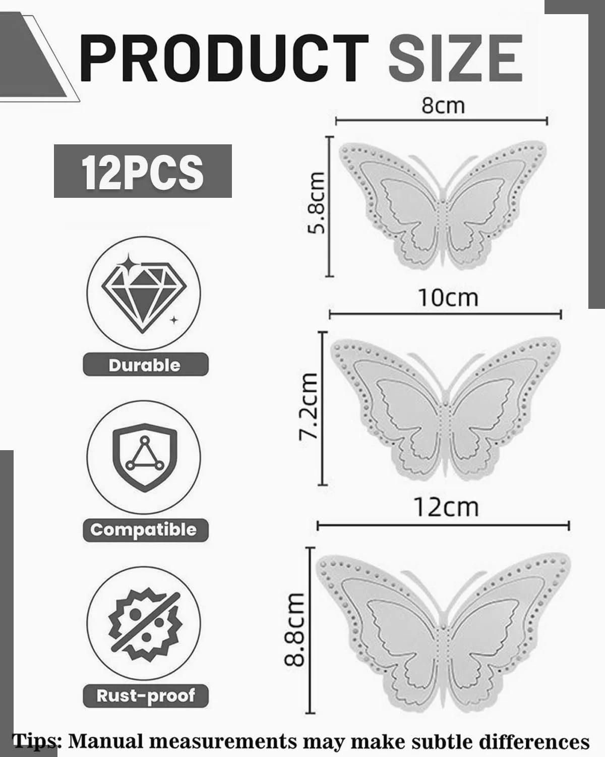 Декоративні наклейки на стіну 3D Butterflies 12 листів Сріблястий, фото №2 Декоративні наклейки на стіну 3D Butterflies 12 листів Сріблястий, фото №2