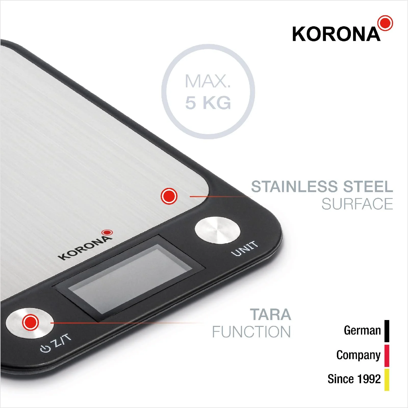 Кухонні ваги Korona LEA 70250 5 кг Нержавіюча сталь, фото №3