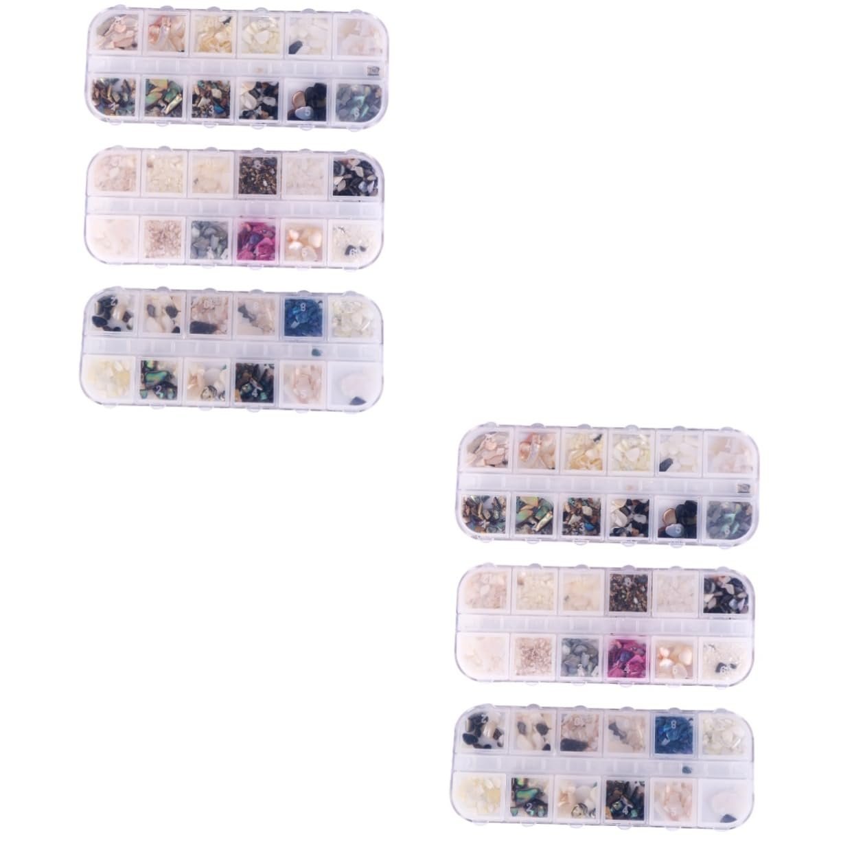 Блестки для ногтей Healeved Ракушка 6 коробок Ракушки блестки подушечки для ушей хлопок для очков блестки для ногтей драгоценные камни блестки наклейка дозатор мыла пена, фото №1