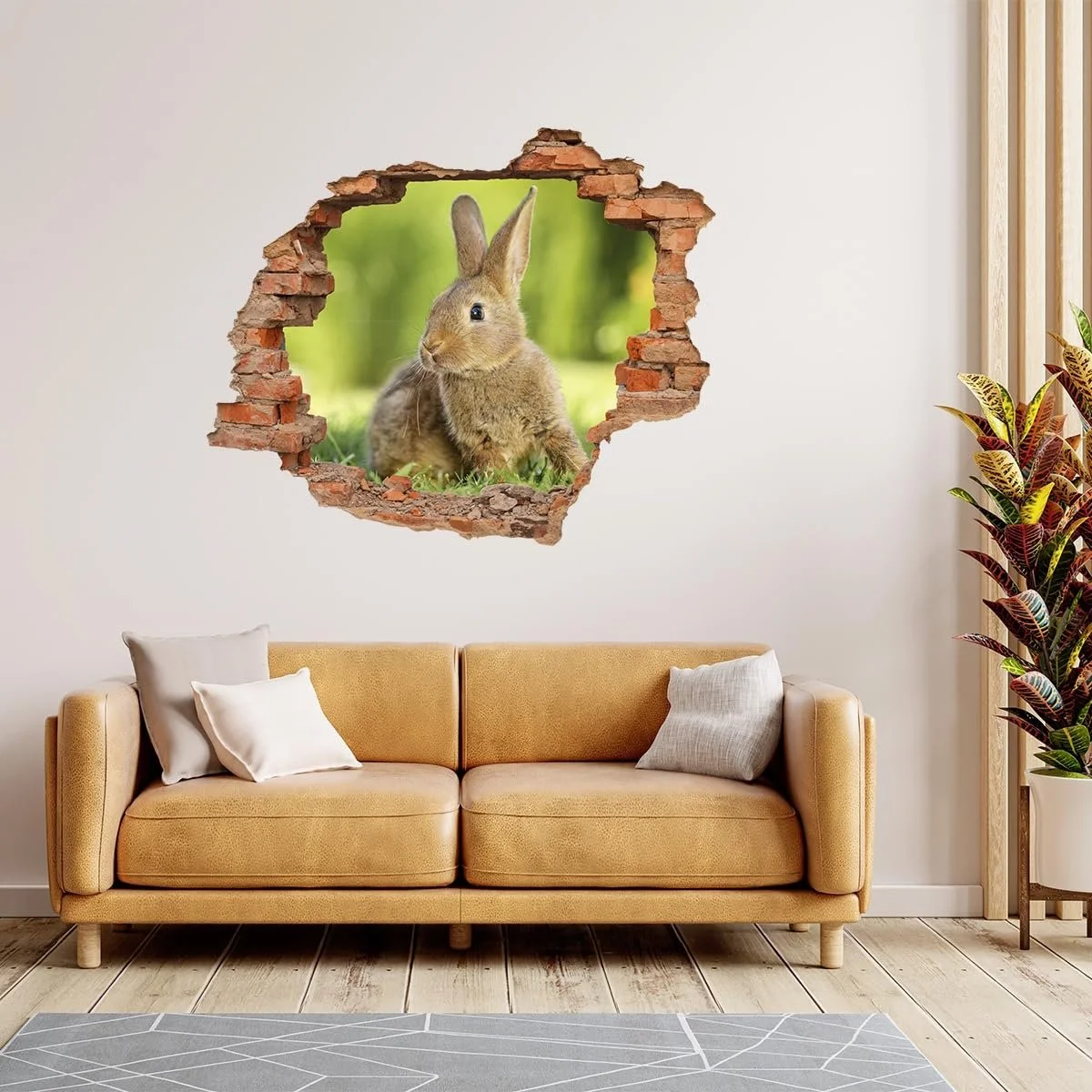 Наклейка на стіну DW000106 Маленький кролик Квадратна 85 х 70 см Червоний камінь, фото №2