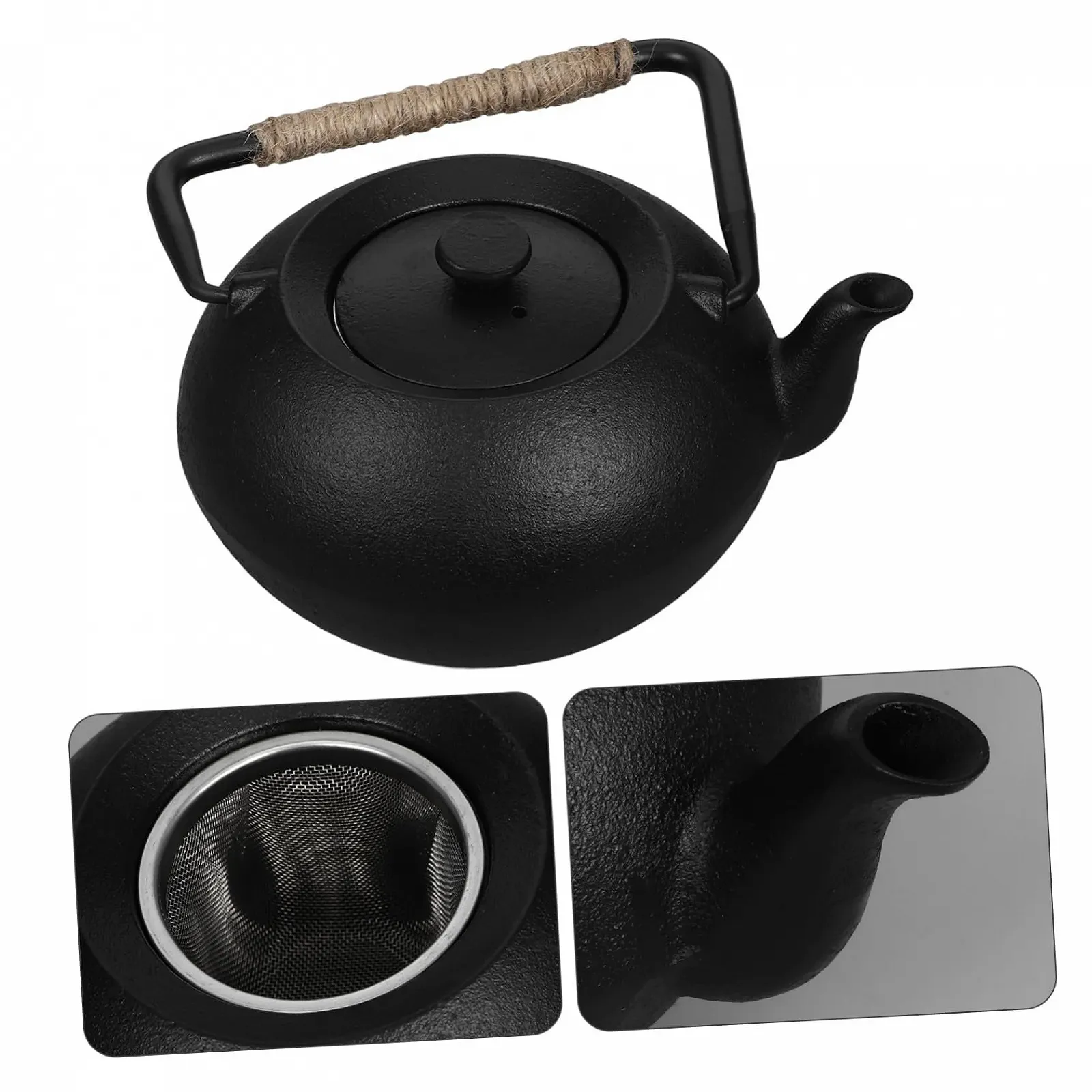 Чайник-заварник FUNNETOYU Чавунний з ситечком і ручкою Термостійкий, фото №7