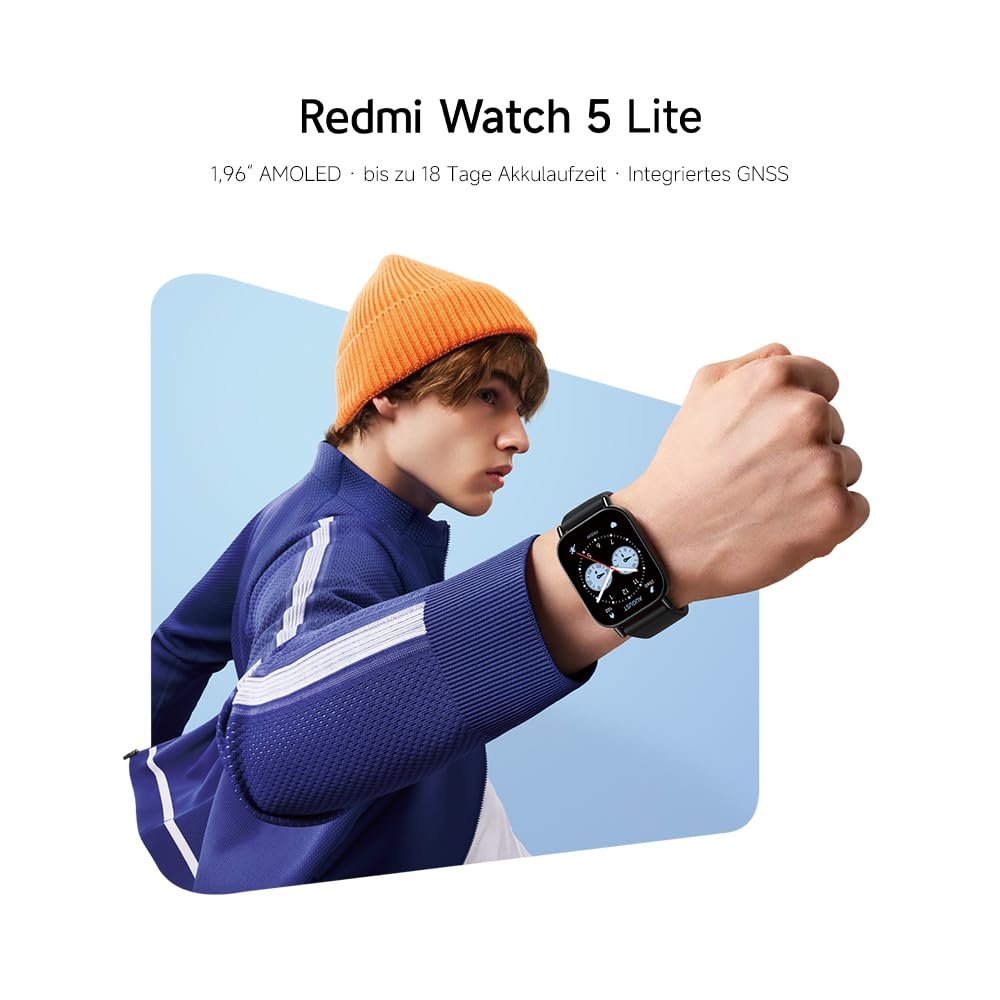 Смарт-годинник Xiaomi Redmi Watch 5 Lite з GPS, відстеженням серцевого ритму та SPO₂, водонепроникністю 5ATM, Always-On-дисплеєм, Bluetooth-дзвінками, фото №3