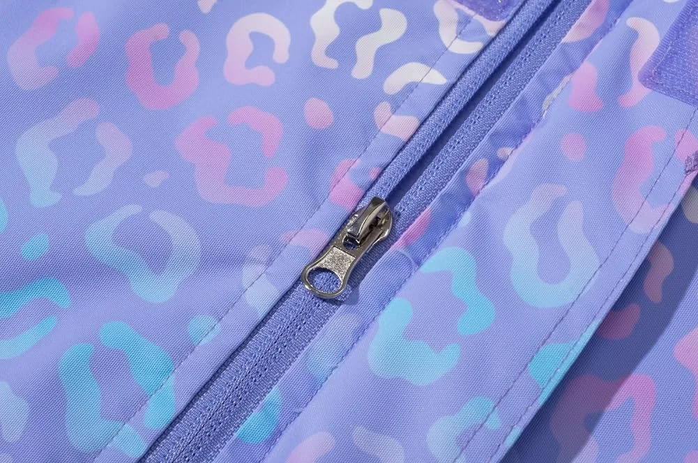 Куртка Softshell ALUCIC для девочек, дождевик, детская водонепроницаемая куртка, ветровка с цветочным узором, флисовая подкладка, куртка для активного отдыха с капюшоном, фото №2