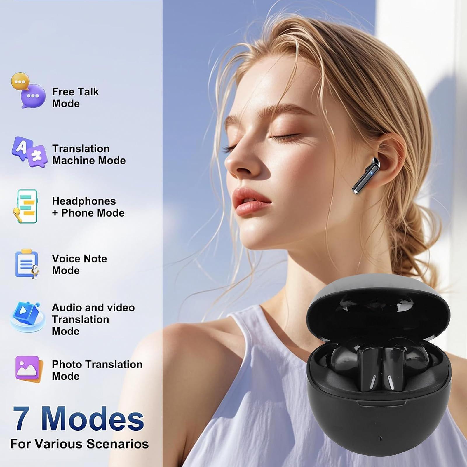 Наушники-переводчики Cryfokt, 164 языка, беспроводные наушники для глобальной коммуникации, деловых путешествий, черный, фото №4