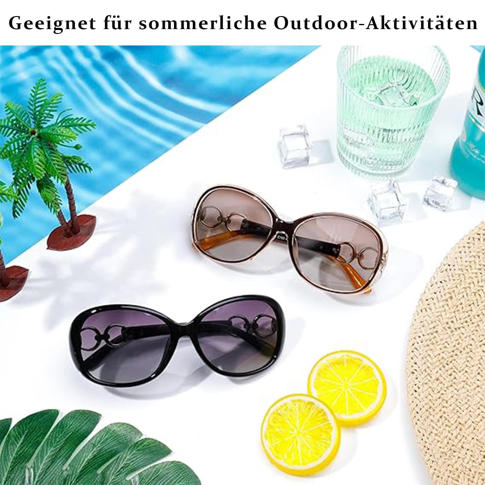 Сонцезахисні окуляри Жіночі FeiOne Retro Oversized Поляризовані Коричневий + Чорний + Червоний (3 шт.), фото №5