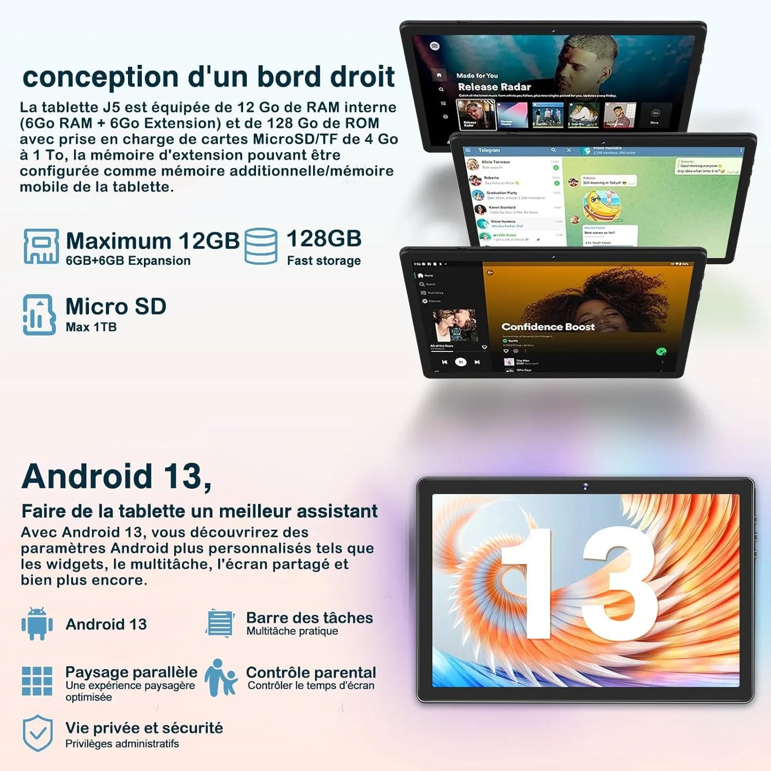 Планшет 10.1" Jusyea J5 6+6/128Gb 8 ядер Android 13 6000 mAh Чорний, фото №3