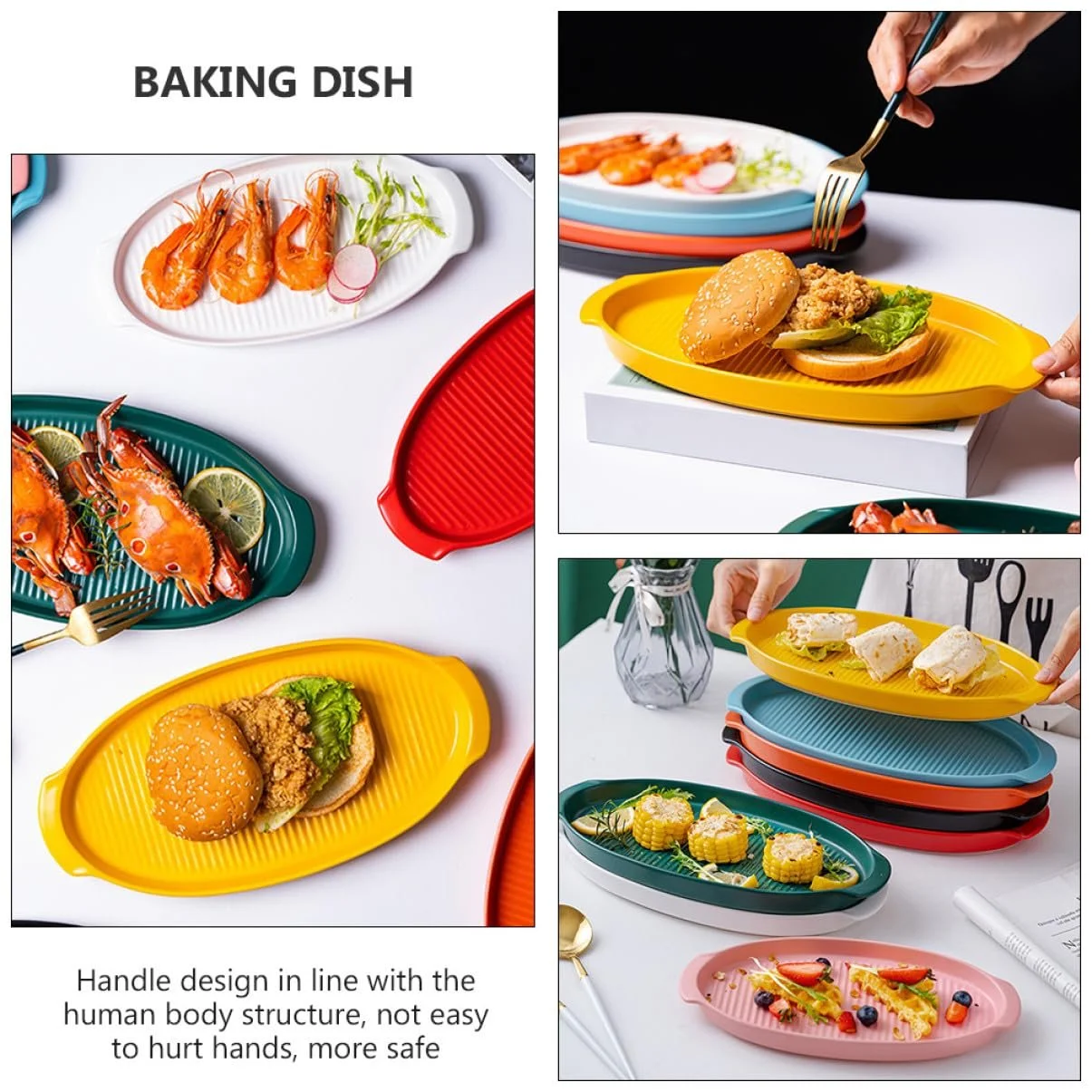 Форма для запікання керамічна овальна з двома ручками термостійка жовта малий формат, фото №4