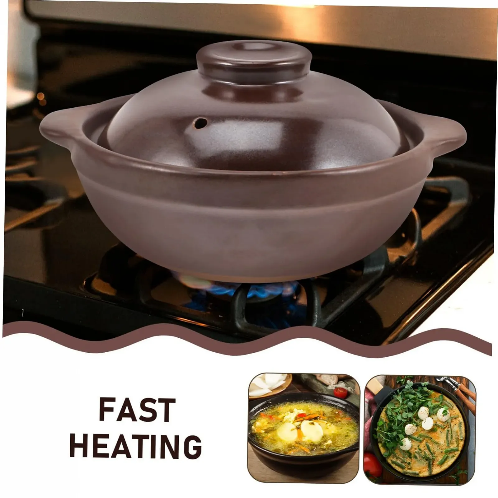 Кастрюля керамическая для тушения маленькая термостойкая с боковыми ручками коричневая, фото №4 Кастрюля керамическая для тушения маленькая термостойкая с боковыми ручками коричневая, фото №4