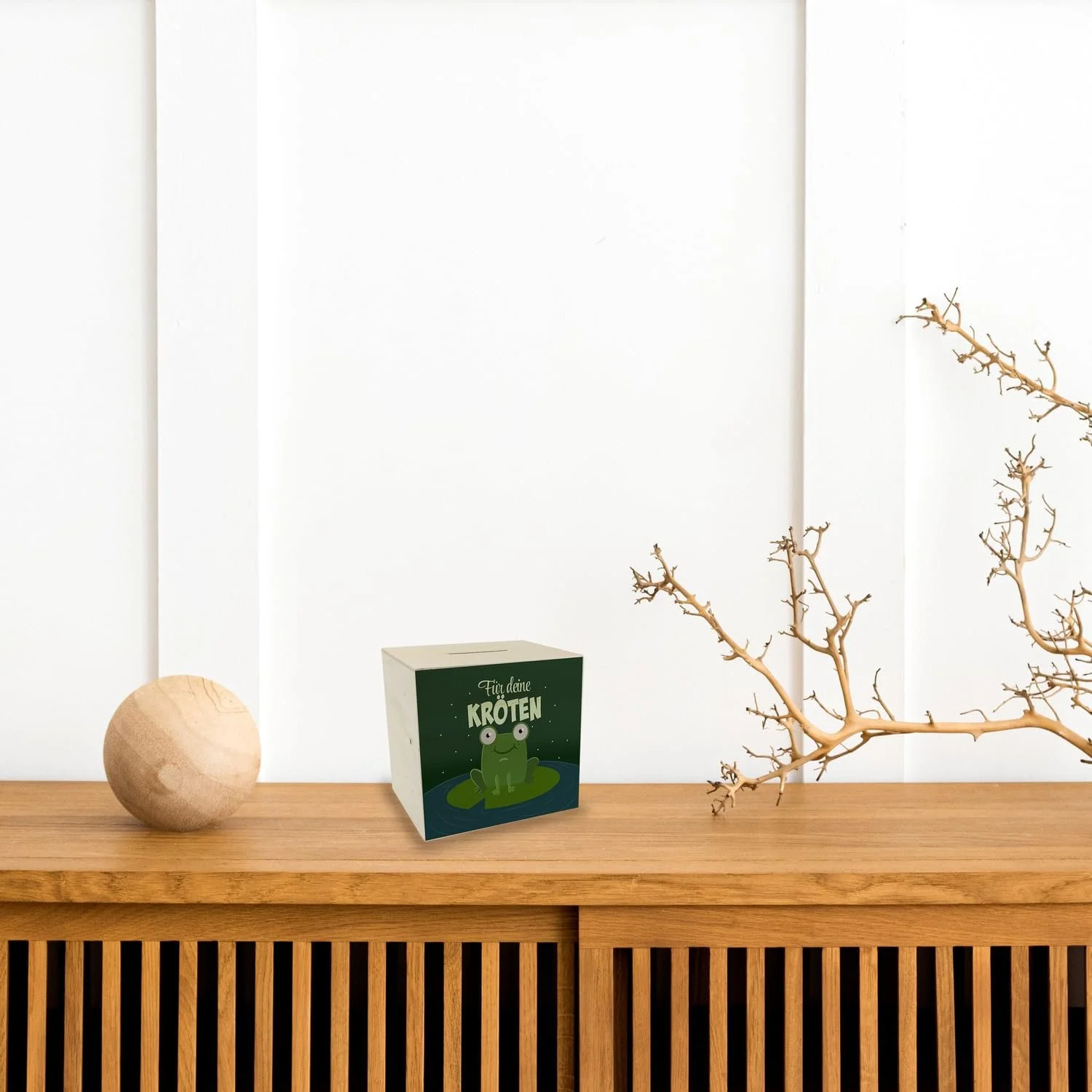 Скарбничка дерев'яна з жабою та написом «Für Deine Kröten», фото №4