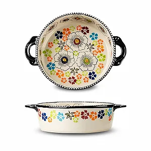 Купить Форма для запекания керамическая круглая 880 мл 24 x 24 x 6 см цветная с ручкой - Фото 1 Форма для запекания керамическая круглая 880 мл 24 x 24 x 6 см цветная с ручкой - Фото 1