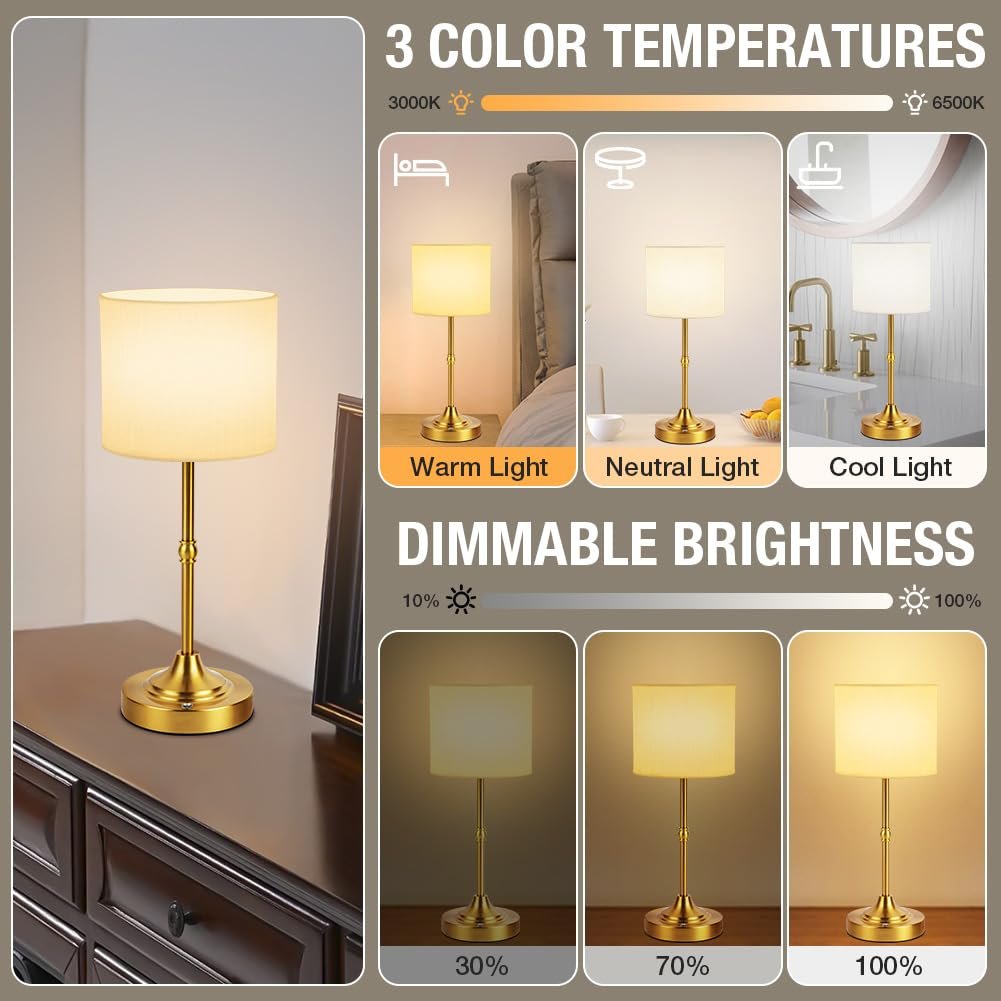 Настільна лампа Vicloon LED Бездротова 5200 mAh USB-C Латунь, фото №2