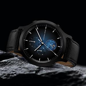 Мужские часы Lilienthal Berlin Meteorite IV Chronograph хирургическая сталь кварцевый сапфировое закаленное минеральное стекло метеоритный циферблат черный 42.5 мм synthetic.ua - Фото 1