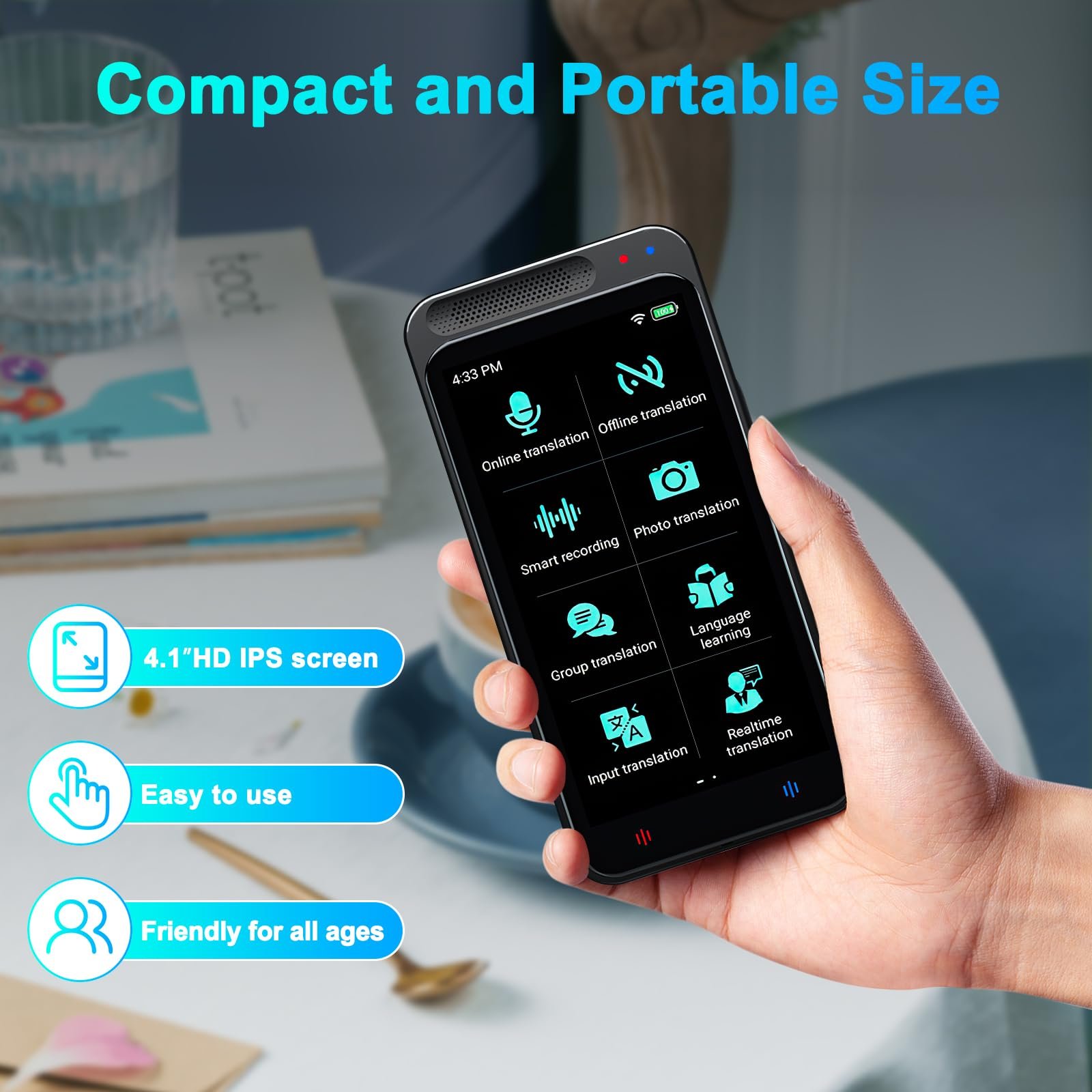 Перекладач мови, пристрій для усного перекладу, 138 мов з екраном 4.1 дюйма, фото №8