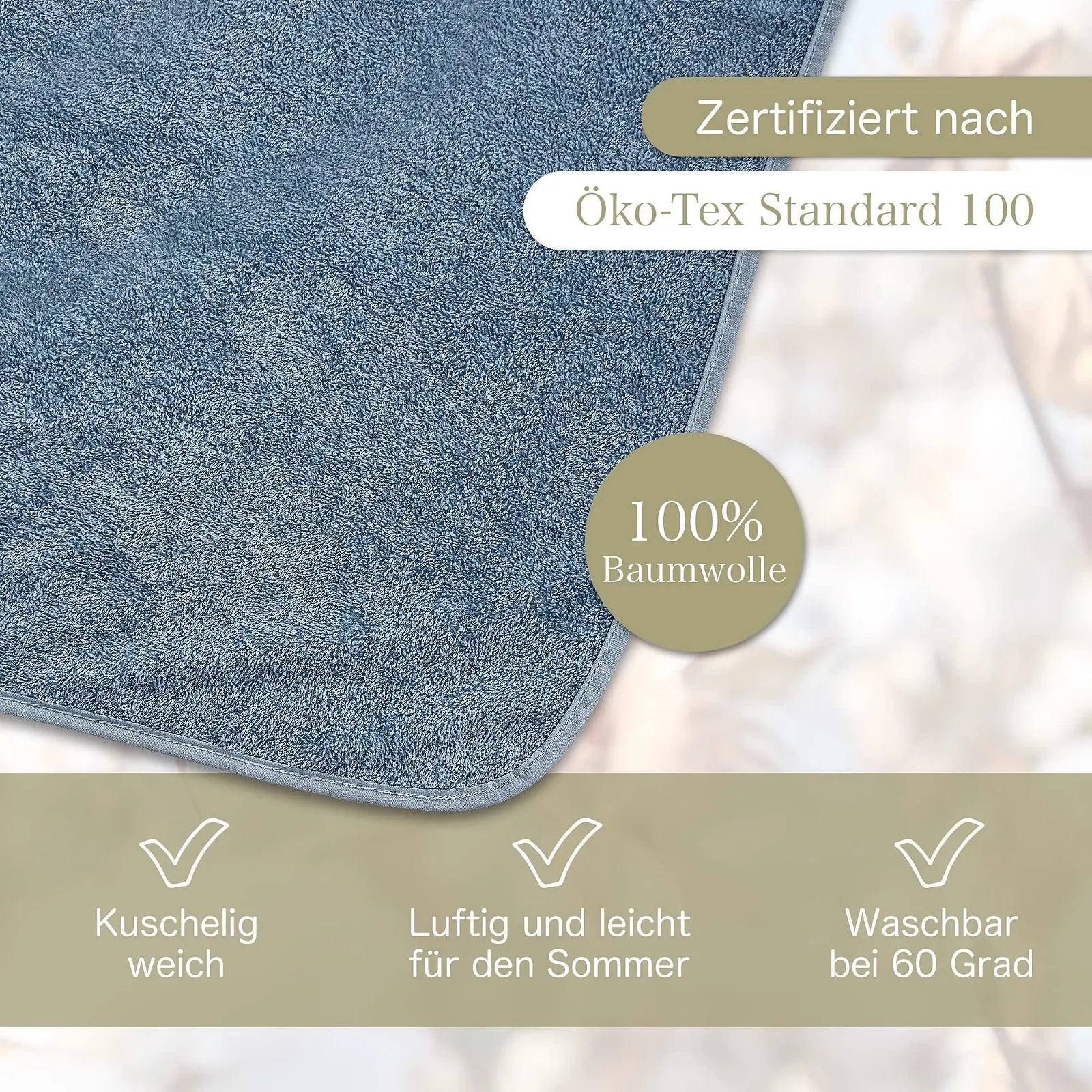 Одеяло летнее KiGATEX Хлопок махровое 150 x 200 см экрю, фото №2