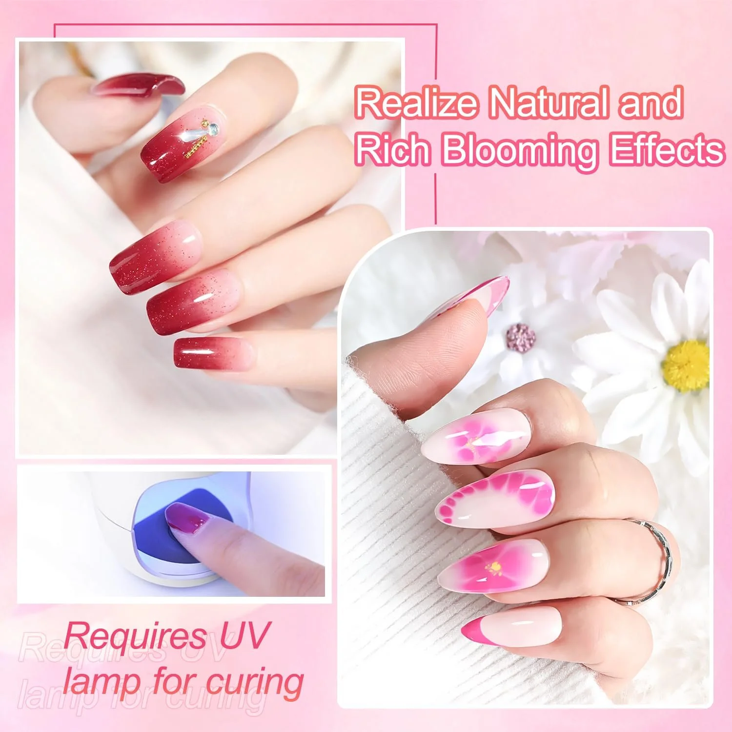 Гель-лак JODSONE, прозрачный, 10 мл, 2 шт. для мраморного, акварельного, градиентного, цветочного и натурального каменного эффекта, фото №4