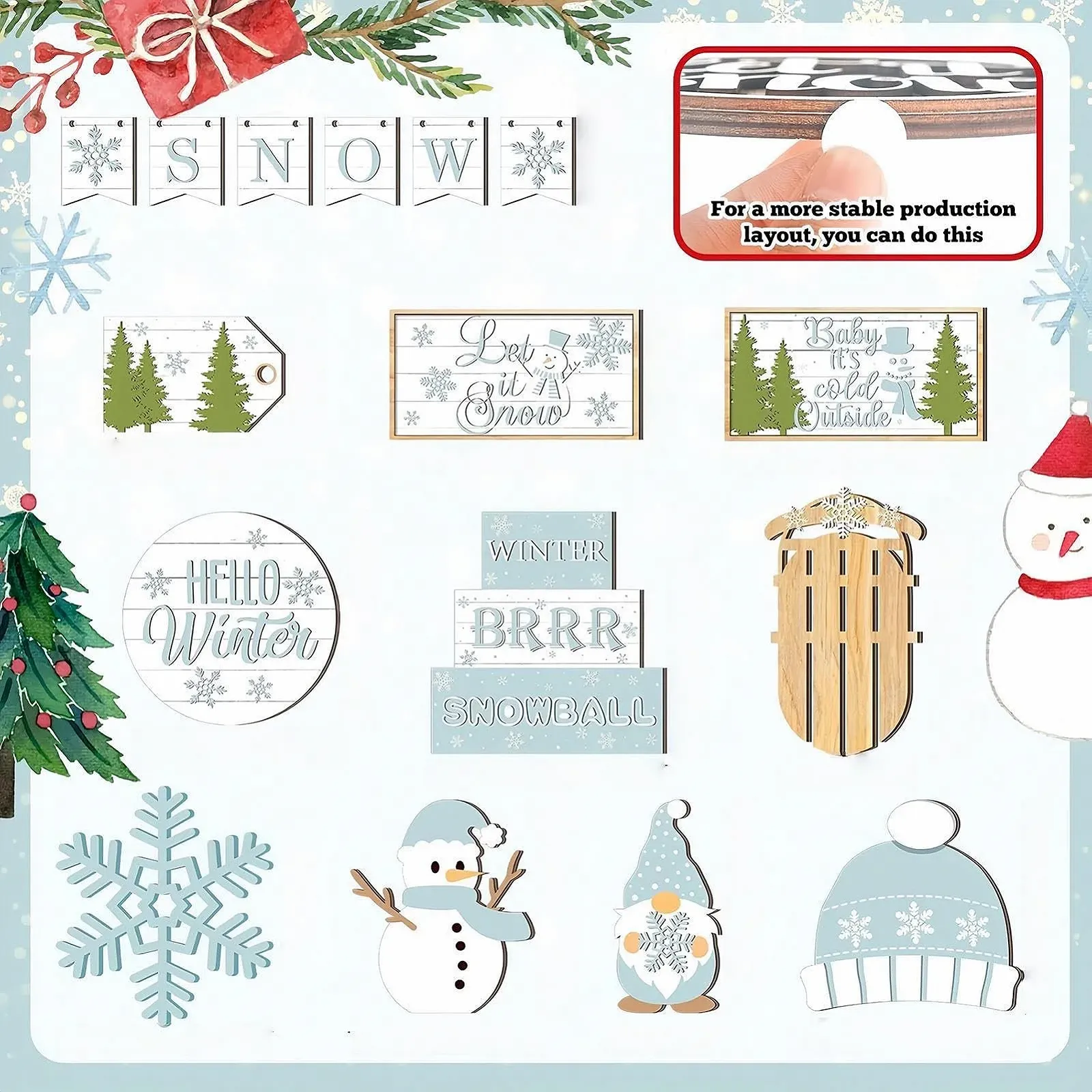 Декоративна таця Fyrdyn Winter, набір для різдвяної прикраси з сніжинками, фото №6