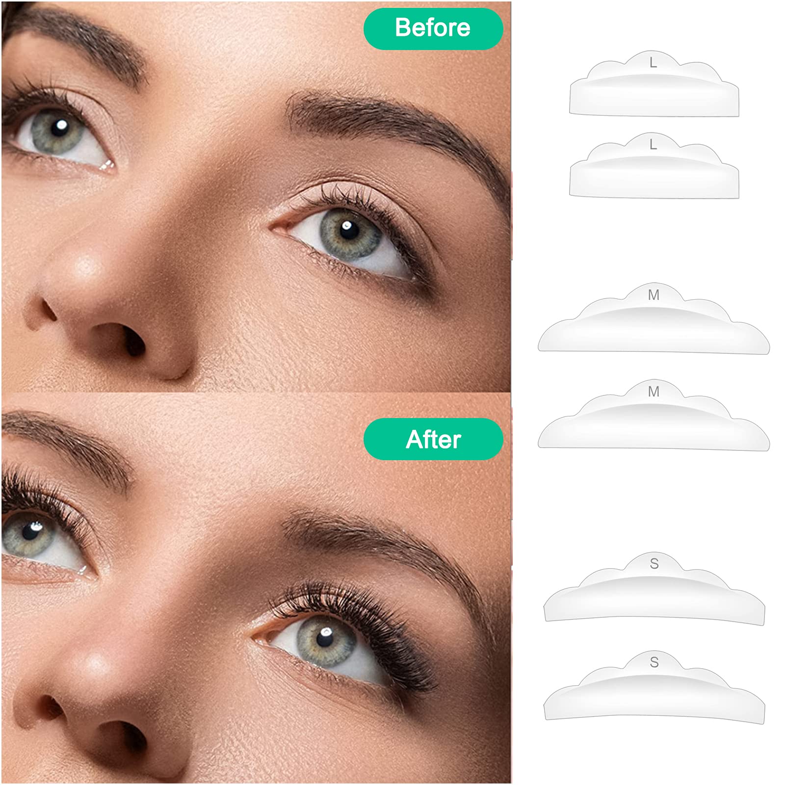 Набір Eyelashes Perm 15 пар S, M, L багаторазові силіконові подушечки інструмент для завивки вій, фото №4