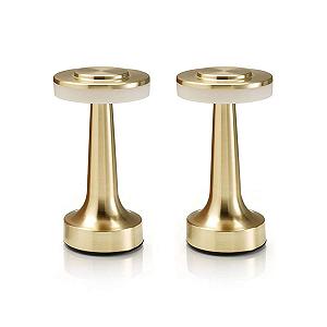 Настільна лампа Auraglow LED Акумуляторна Сенсорна Комплект 2 шт Сатинова латунь - Фото 1