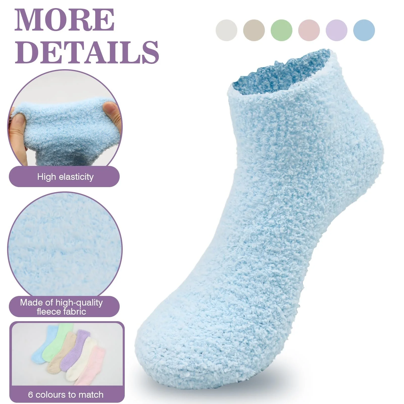 Шкарпетки VEGCOO з коралового флісу, середньої довжини, 6 пар, фото №3