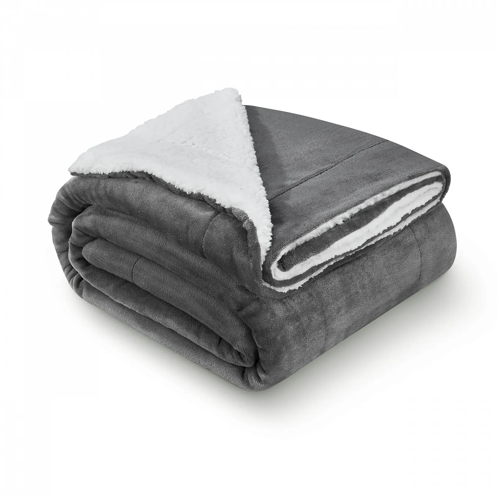 Одеяло Juskys Флисовое 150 x 200 см с шерпой Пушистое, теплое, моющееся Одеяло для кровати и дивана Покрывало, уютное одеяло темно-серое, фото №1