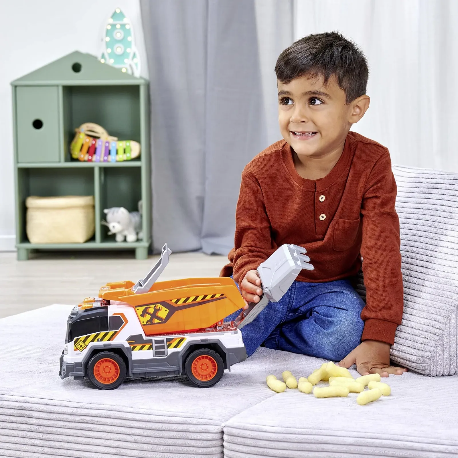 Самосвал Dickie Toys 30 см - Большой самосвал от 3 лет с лопатой и ситом для песочницы - Игрушечный автомобиль для детей со светом и звуком, фото №6