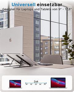 Підставка для ноутбука VOOMY, 6 рівнів, регульована по висоті, складна, підставка для планшета, сумісна з MacBook, HP, Lenovo, усіма ноутбуками та планшетами 9-16 дюймів, срібляста synthetic.ua - Фото 1