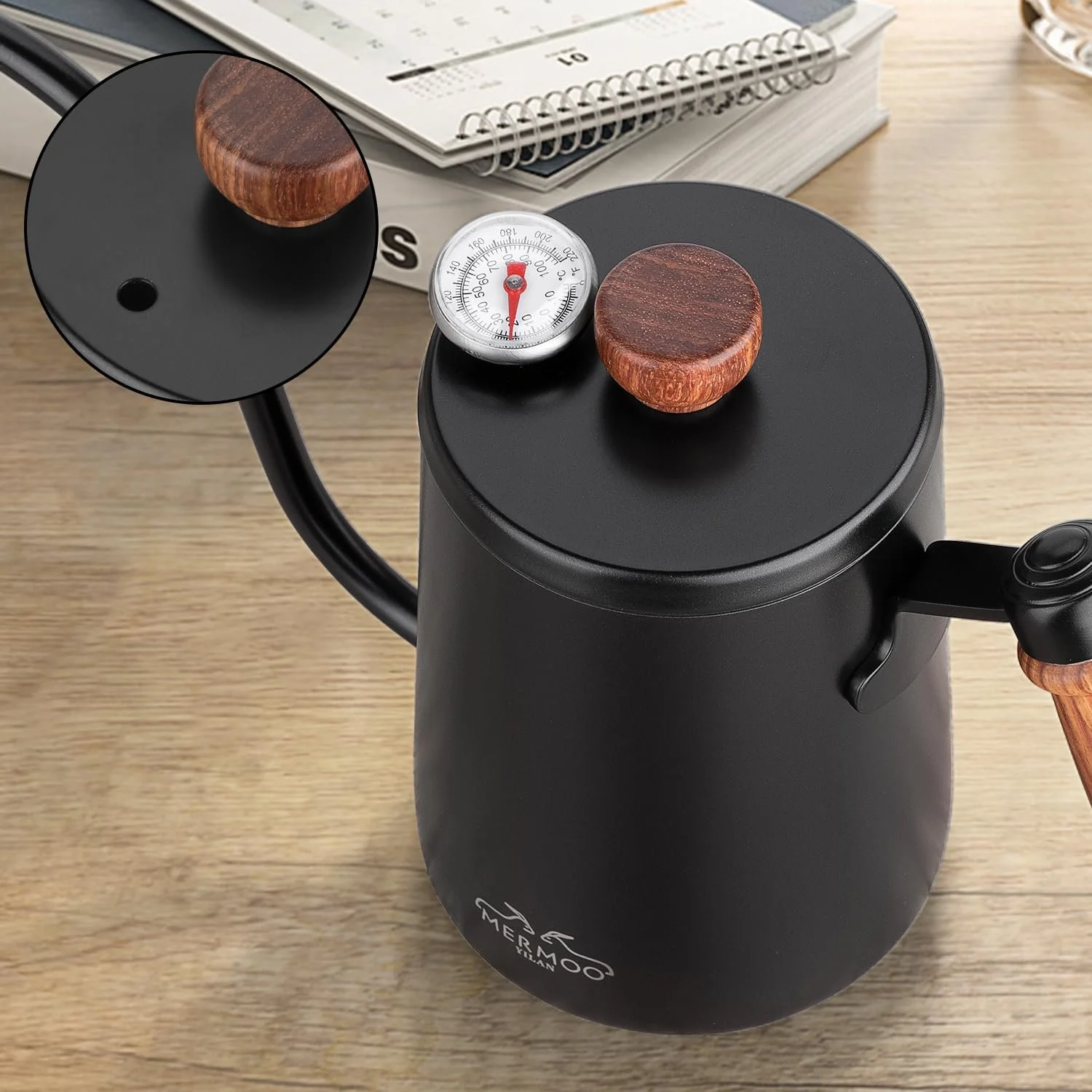 Кавник MERMOO YILAN 600 мл з гусячою шиєю, кавник для крапельної кави, чайник для приготування кави Pour Over, фото №2