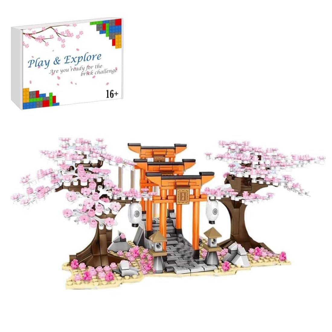 Конструктор Sakura Tree с Минифигурками Кт, 647+ Зажимных Блоков, Модульный Японский Цветок Сакуры с Строительными Пластинами и Светом, фото №1