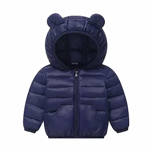 SYDUZAX Куртка с капюшоном для малышей, стеганая, милая блестящая пуховая куртка, теплая зимняя ветрозащитная куртка с ушками, толстое зимнее пальто, верхняя одежда, детские куртки, модная детская одежда - Фото 1