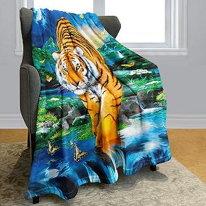 Покривало YISUMEI М'яка Фланель М'яка Флісова Покривало Ліжко Тигр у місячному світлі, 150 x 200 см synthetic.ua - Фото 1