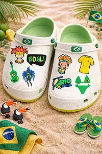 Джибитсы Бразилия Карнавал и Футбол Рио Карнавал, Rio Carnival, футбольная форма, гитара, Goal, Brazil Jibbitz Brazil украшения для крокс аксессуары для Crocs украшения на кроксы декор для обуви подарок футболисту набор 8 шт - Фото 1