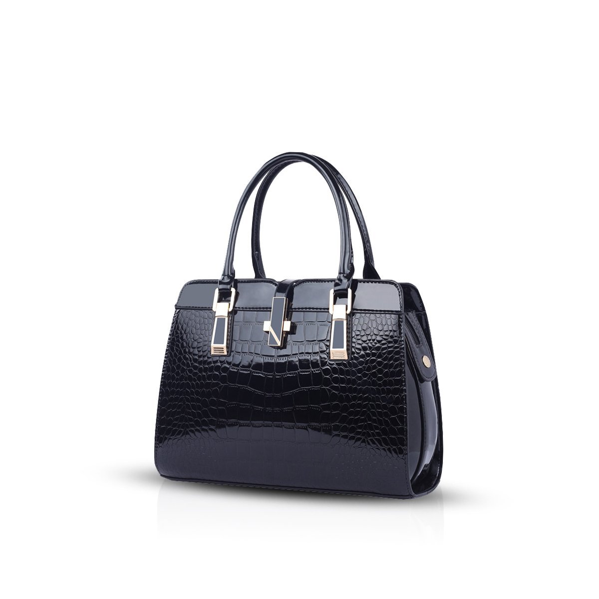 Сумка Nicole&Doris, женская, с ручкой, модная, лакированная кожа, портативная, через плечо, черная, фото №1