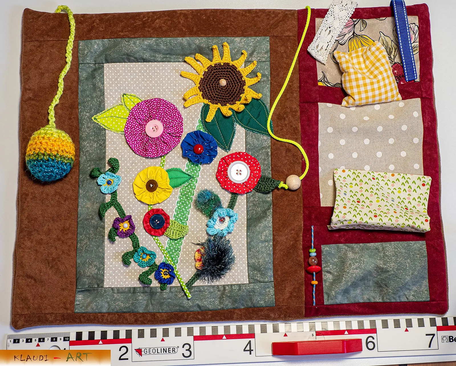 Специальный плед Demenzdecke "Разноцветный букет цветов" Ручная работа, фото №9