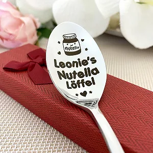 Ложка Shokocreme Персонализированный подарок Funny для ореховой пасты подарок на день рождения с именем рождественские подарки нержавеющая сталь, высококачественная гравировка - Фото 1