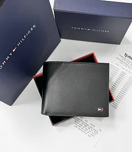Чоловічий гаманець шкіряний чорний Tommy Hilfiger - Фото 1