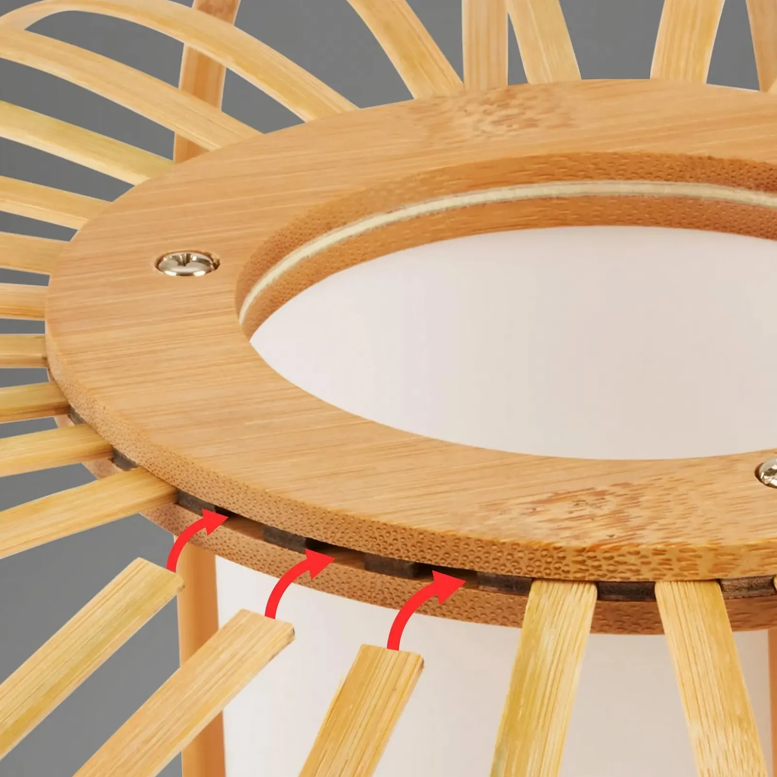 Настольная лампа BRILONER Bamboo бамбуковая деревянная прикроватная с кабельным выключателем E27 28 x 39.5 см, фото №5