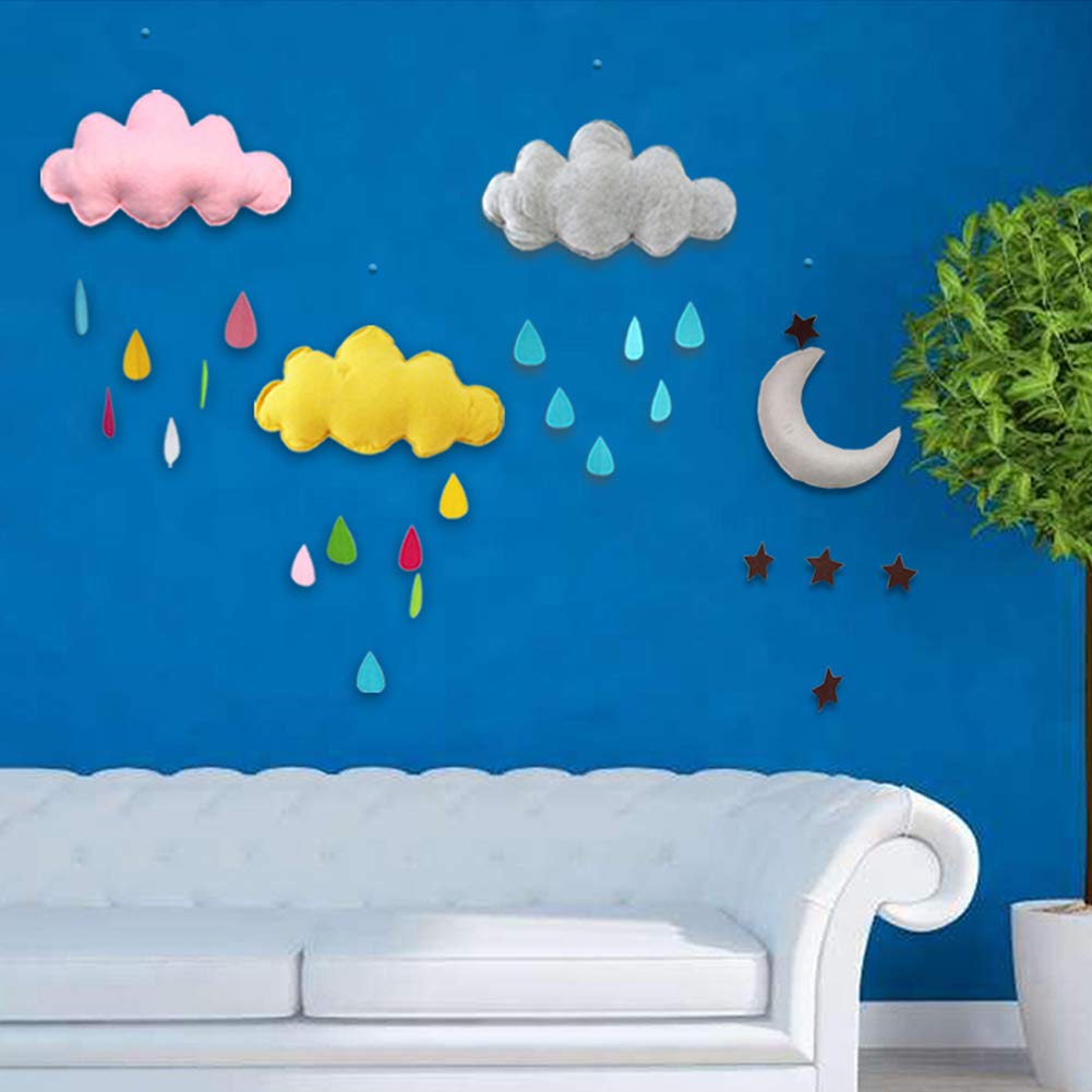 Карусель на ліжечко Inzopo Felt Clouds Water Drops для дитячого душу, дитячої кімнати, намету, прикраса на ялинку Навісна декорація рожевий, фото №5