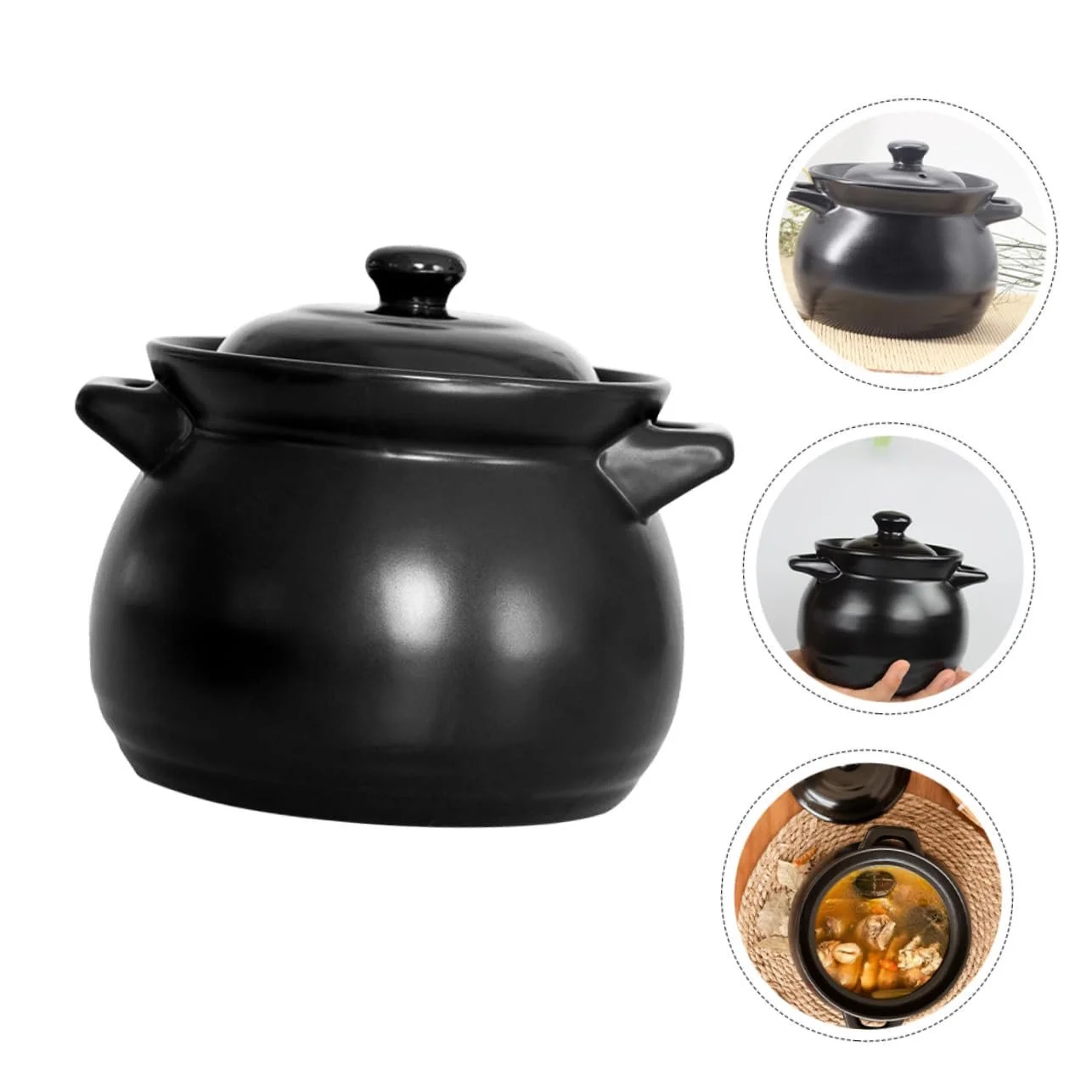 Кастрюля керамическая Gatuida жаростойкая Черная, фото №4