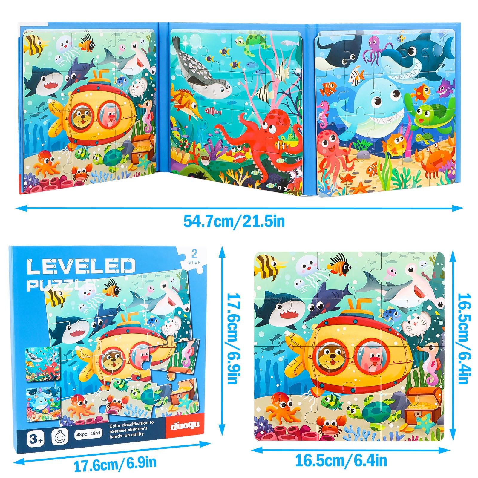 Магнітні пазли Ocean Animals 12, 16, 20 деталей, фото №2