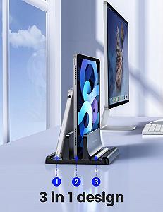 Вертикальная подставка VAYDEER, 3-в-1, для ноутбука, до 17,3 дюймов, черная synthetic.ua - Фото 1