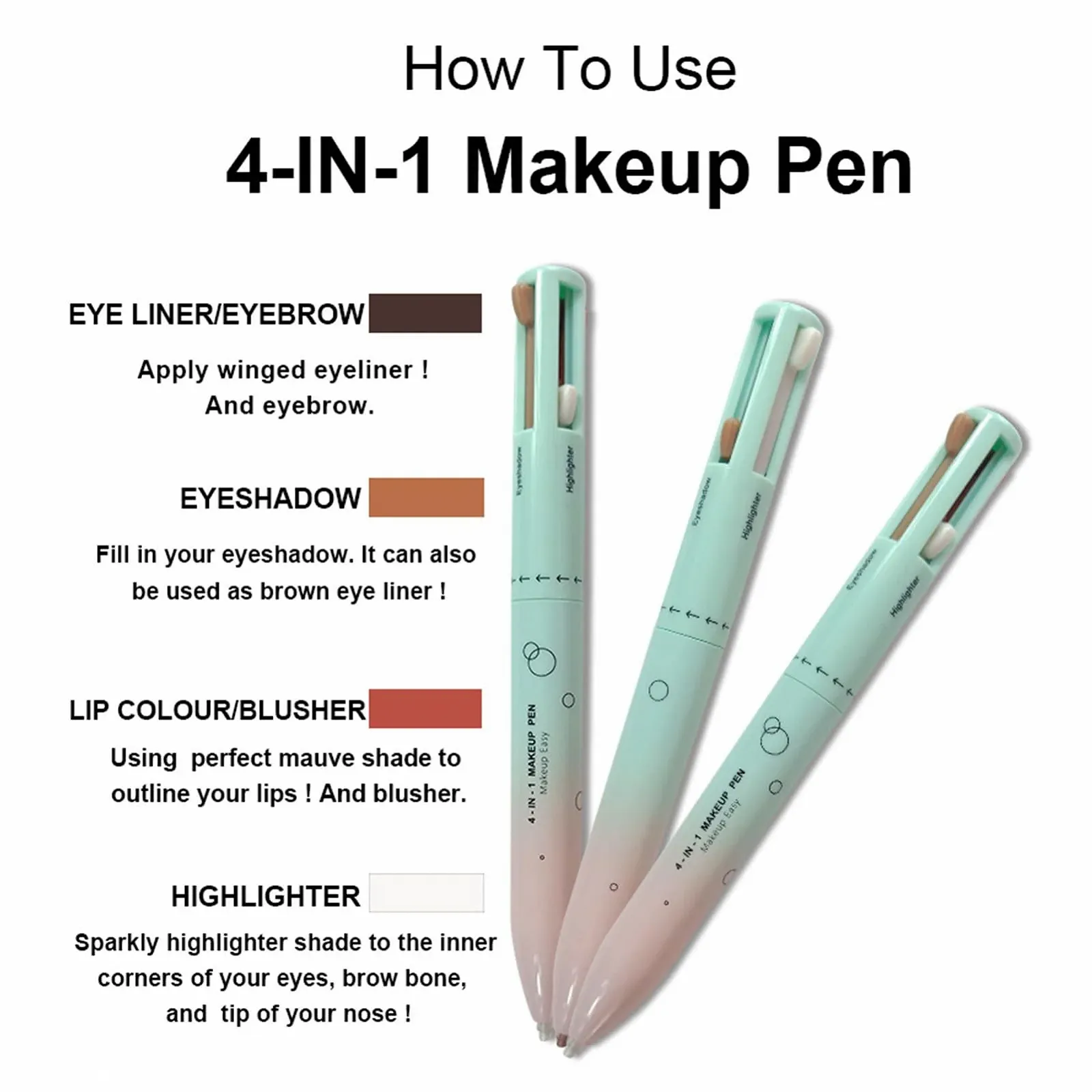 Олівець для макіяжу 4-в-1 Eyeliner, 4 кольори, фото №3