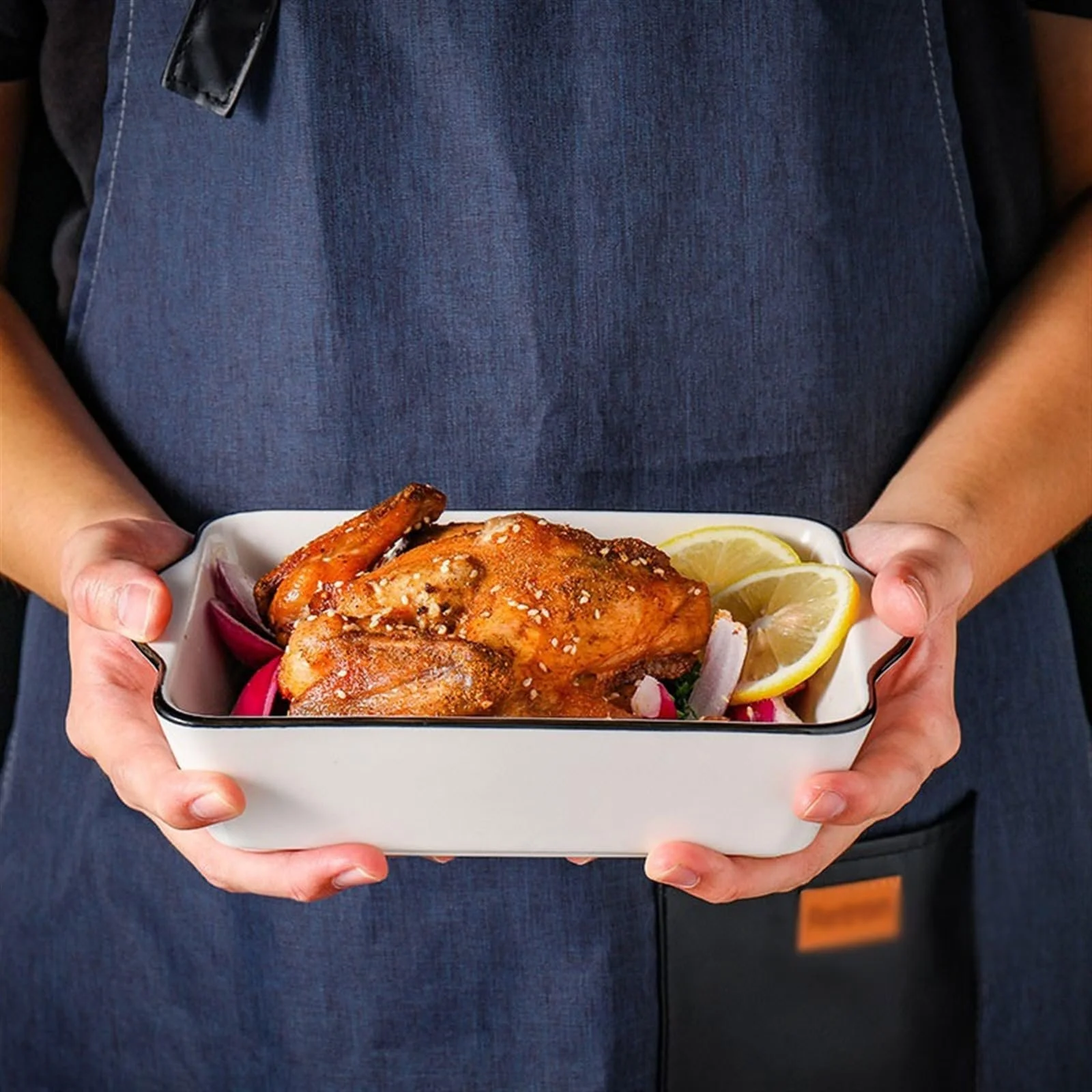 Форма для запекания Керамическая Прямоугольная С двумя ручками для лапши и риса, фото №6