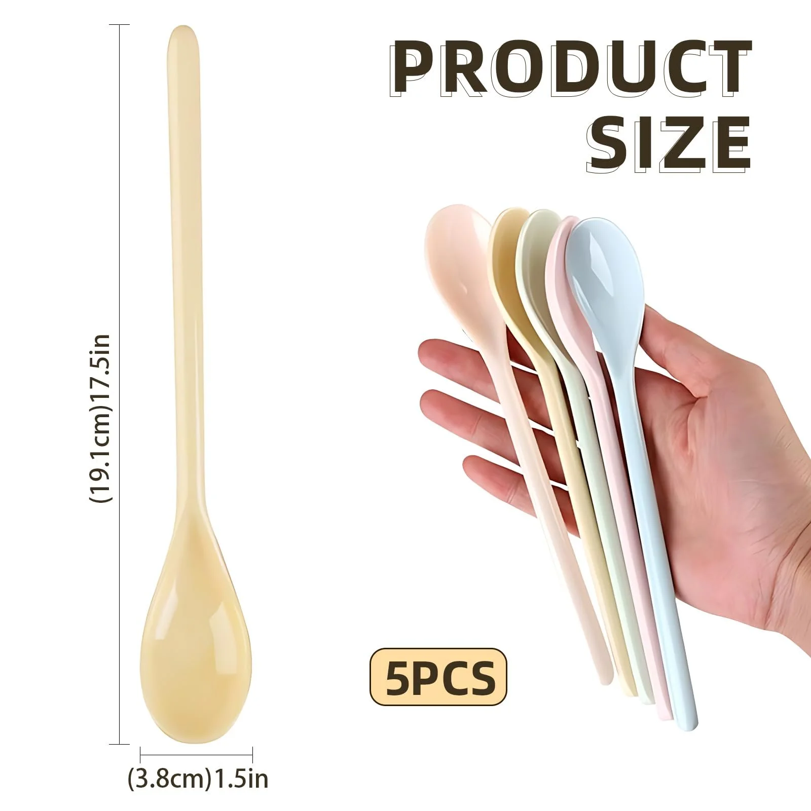 Ложка Пластиковая Цветная 18.5 см (набор 5 шт.), фото №2