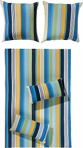 Постільна білизна дитяча Erwin Müller 135 x 200 см 80 x 80 см seersucker смугаста бавовна Синя - Фото 1