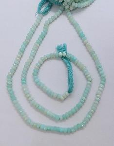 Бусины Опал перуанский голубой натуральный, ограненные рондель, 5-5.5 мм, нить длиной 33 см камни для ожерелья и браслетов synthetic.ua - Фото 1